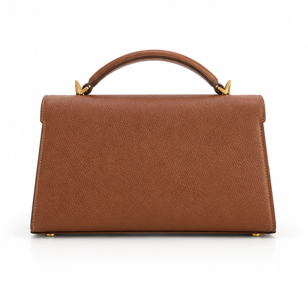Elegant Brown Structured Top Handle Handbag-2