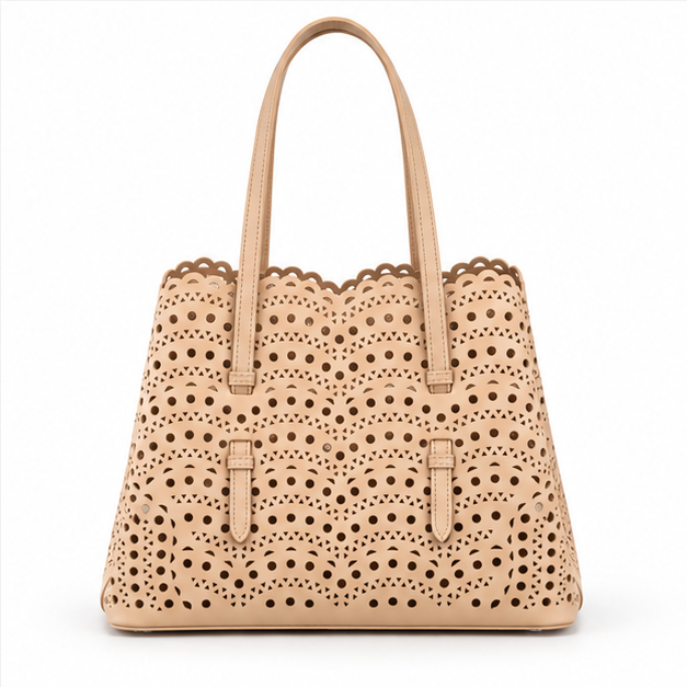 Elegant Laser Cut Structured Tote Handbag-2