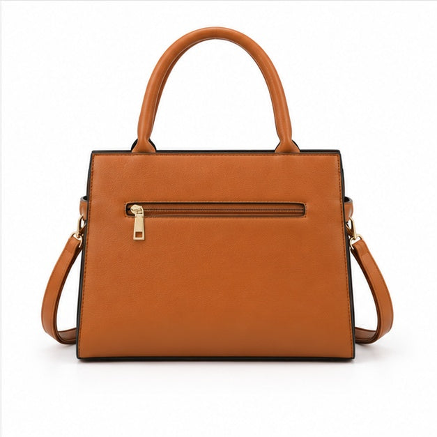 Tan Leather Handbag Three-Piece Set-2