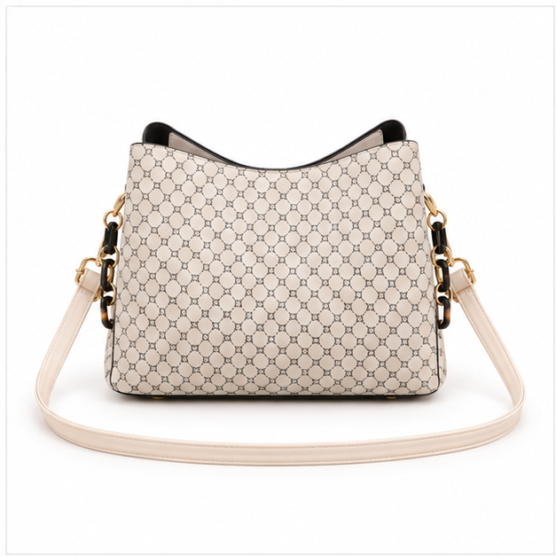 Elegant Khaki Monogram Chain Shoulder Handbag-2