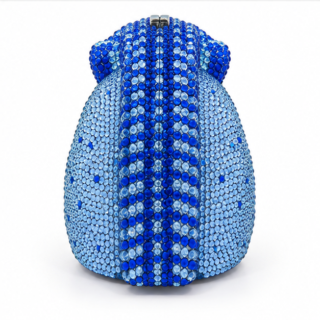 Blue Crystal Horse Head Evening Clutch-3