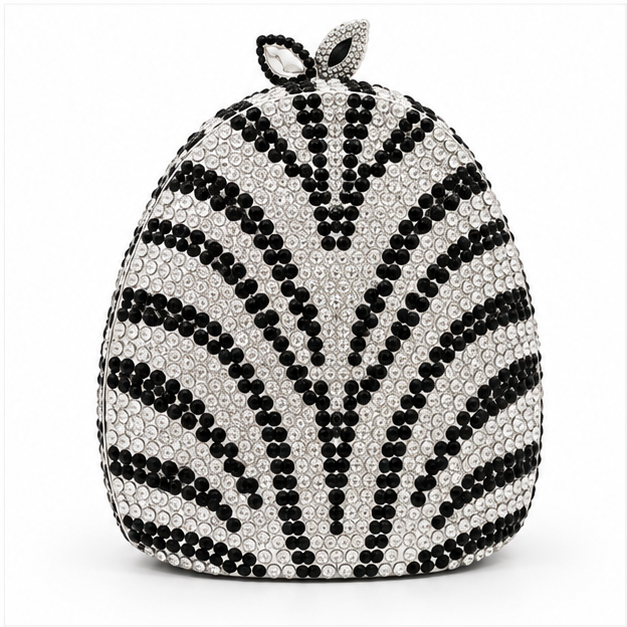 Crystal Zebra Statement Luxury Evening Clutch-2