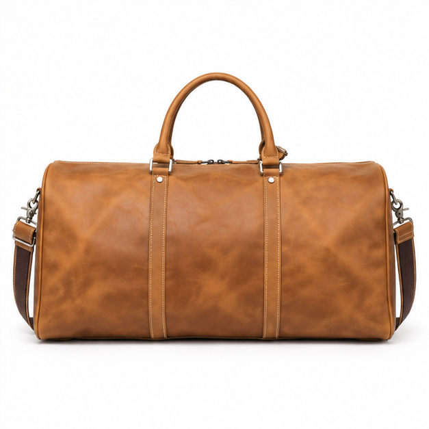 Vintage Leather Travel Duffel Weekend Bag-2