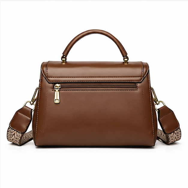 Khaki Structured Leather Crossbody Handbag Purse-2