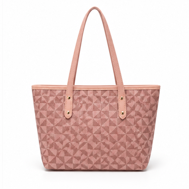 Blush Geometric Pattern Everyday Shoulder Tote-2