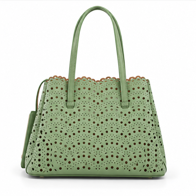 Sage Green Laser Cut Tote Bag-2