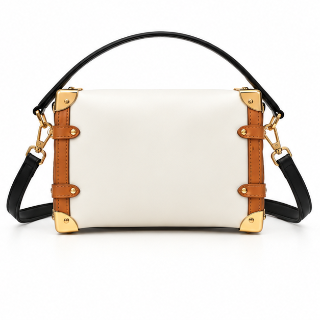 Elegant Structured Contrast Trim Shoulder Bag-2