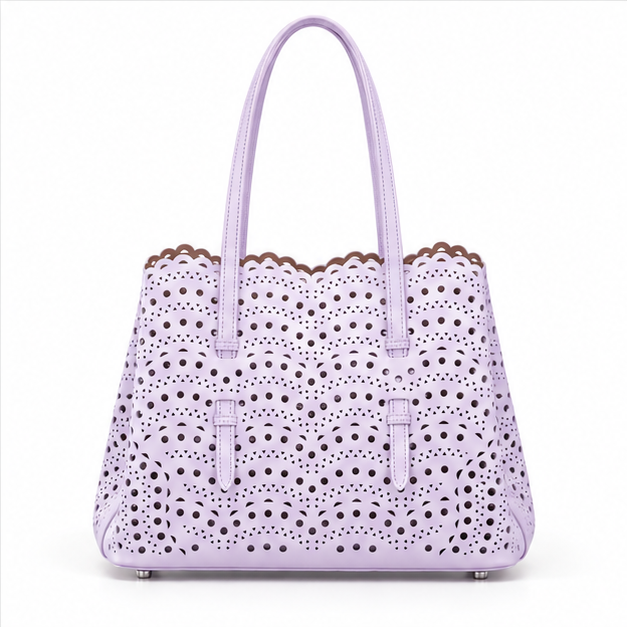 Lavender Laser Cut Elegant Tote Handbag-2