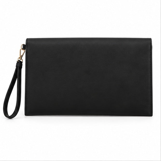 Elegant Black Envelope Wristlet Clutch Bag-2