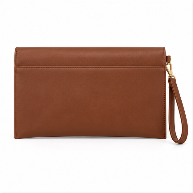 Elegant Brown Envelope Wristlet Clutch Bag-2
