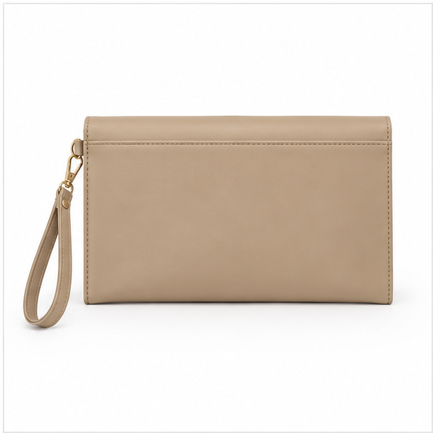 Khaki Envelope Wristlet Clutch Evening Bag-2