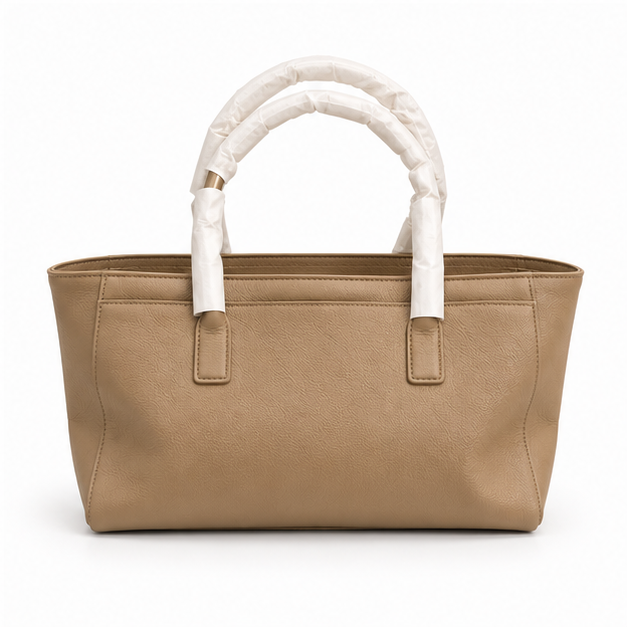 Khaki Textured Everyday Structured Tote Handbag-2