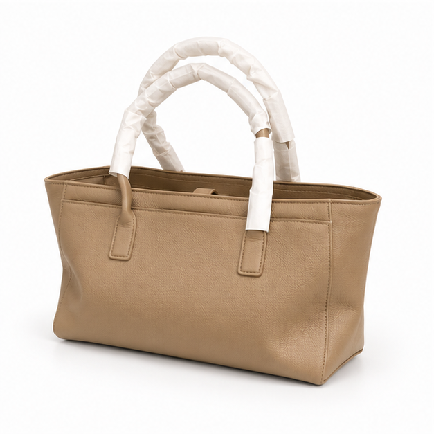 Khaki Textured Everyday Structured Tote Handbag-3