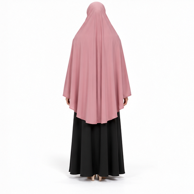 Elegant Dusty Pink Women's Khimar Hijab-4