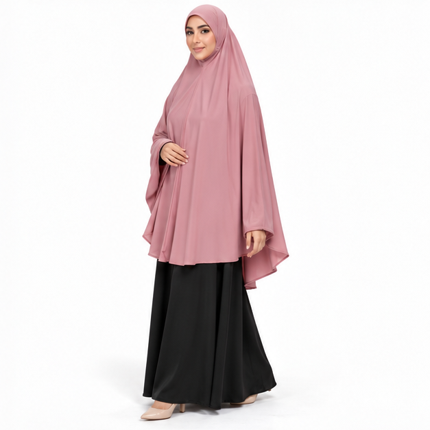 Elegant Dusty Pink Women's Khimar Hijab-3