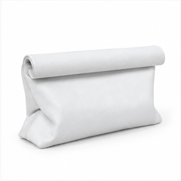 Minimalist White Fold-Over Clutch Bag-1