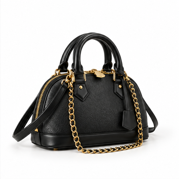 Black Gold Chain Dome Handbag Satchel-1