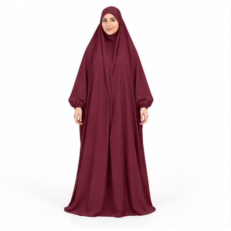 Elegant Wine Red Full Coverage Jilbab-1