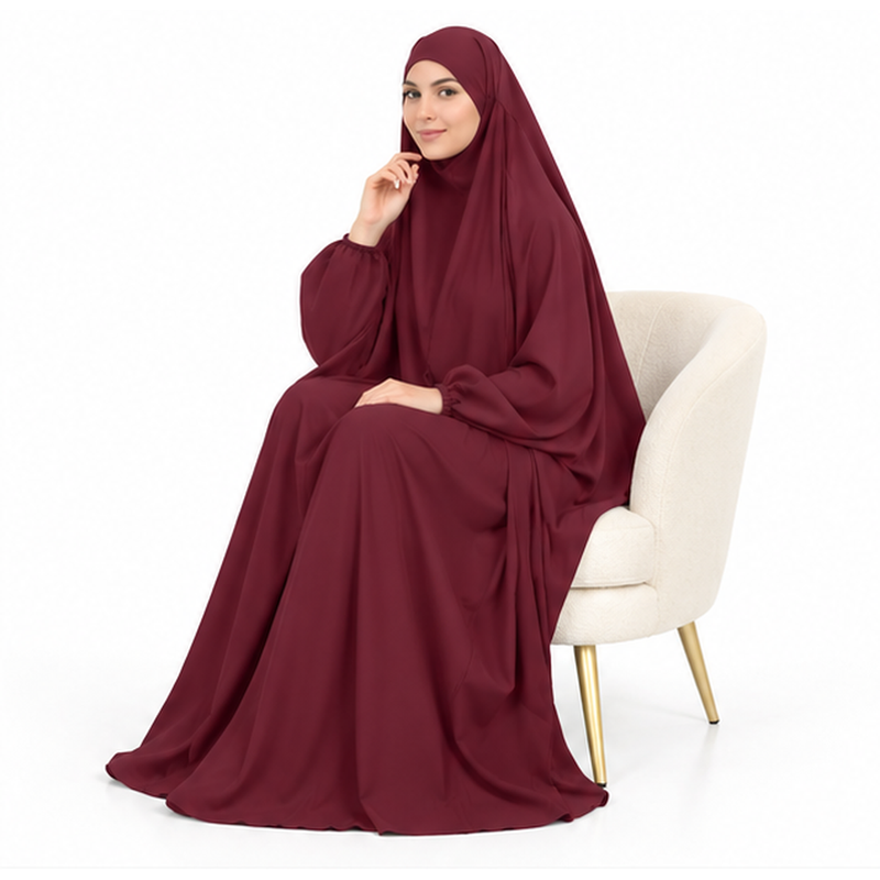 Elegant Wine Red Full Coverage Jilbab-3