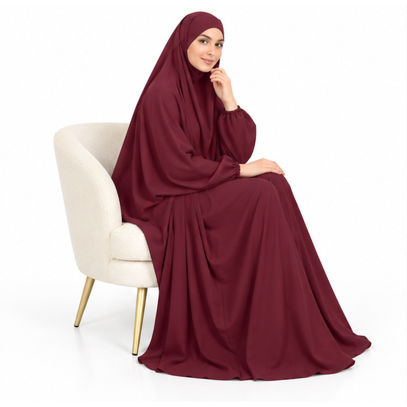 Elegant Wine Red Full Coverage Jilbab-2
