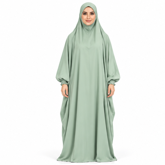 Elegant Cyan Full Coverage Islamic Jilbab-1