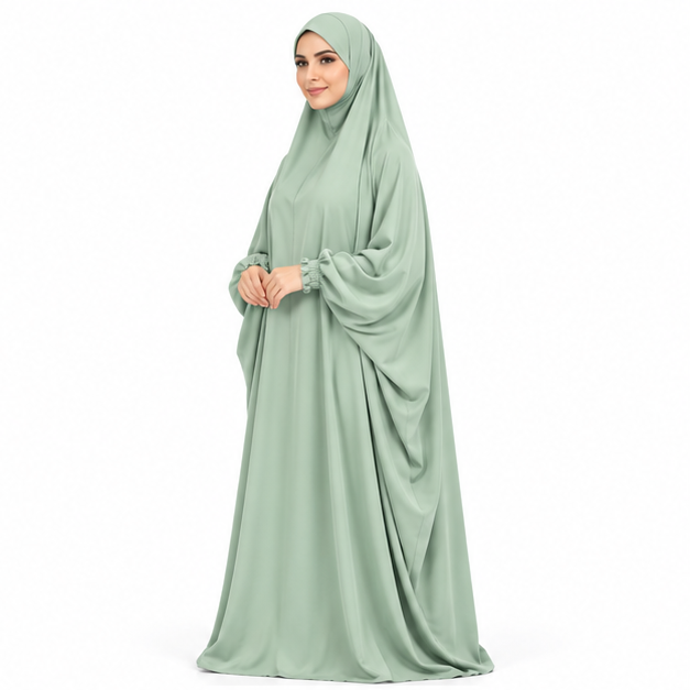 Elegant Cyan Full Coverage Islamic Jilbab-3