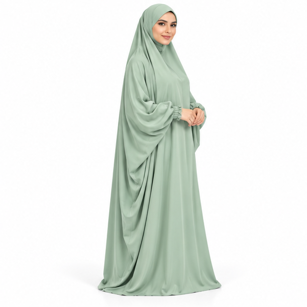 Elegant Cyan Full Coverage Islamic Jilbab-2
