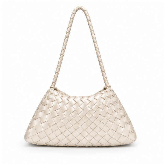 Off White Woven Slouch Shoulder Bag-2
