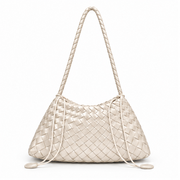 Off White Woven Slouch Shoulder Bag-4