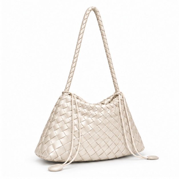 Off White Woven Slouch Shoulder Bag-1