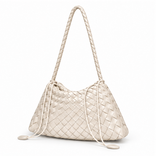 Off White Woven Slouch Shoulder Bag-3