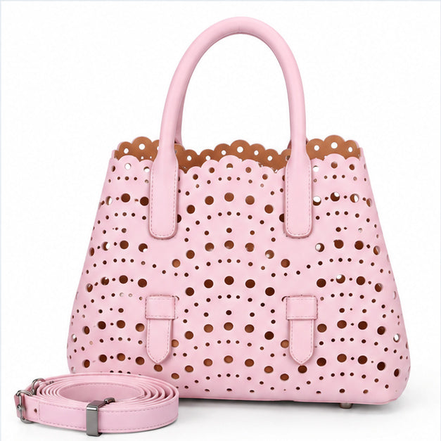 Blush Pink Laser Cut Tote Handbag-3