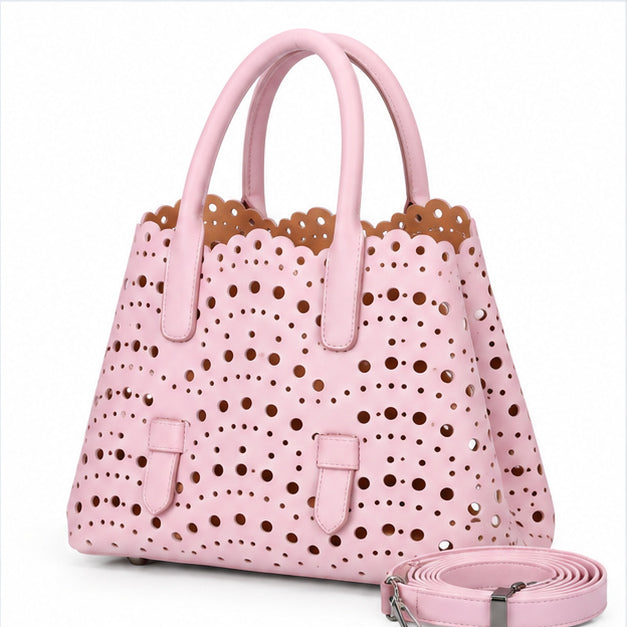 Blush Pink Laser Cut Tote Handbag-4