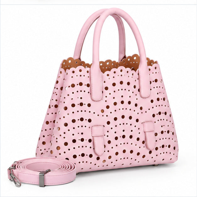 Blush Pink Laser Cut Tote Handbag-1