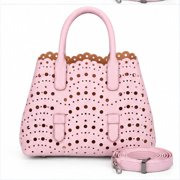 Blush Pink Laser Cut Tote Handbag-2