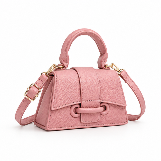 Pink Pebbled Mini Top Handle Handbag-1