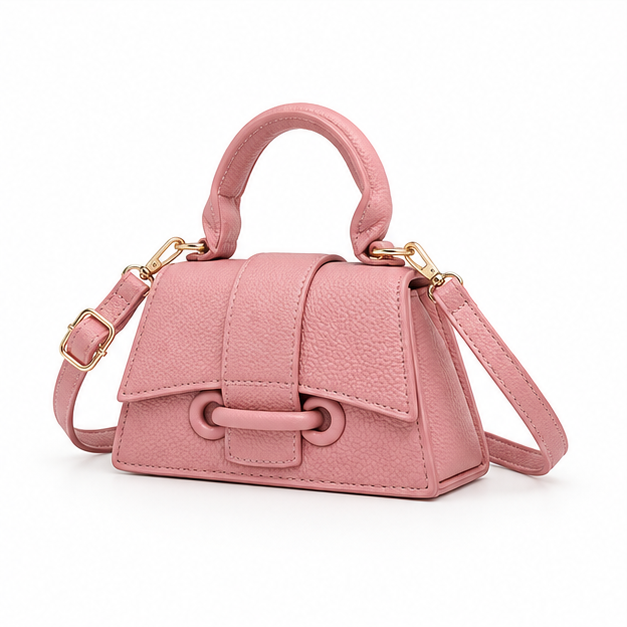 Pink Pebbled Mini Top Handle Handbag-3