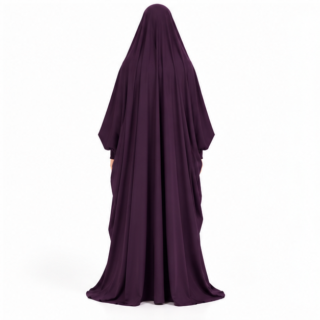 Elegant Purple Jilbab With Flowing Sleeves-4