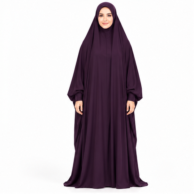 Elegant Purple Jilbab With Flowing Sleeves-1