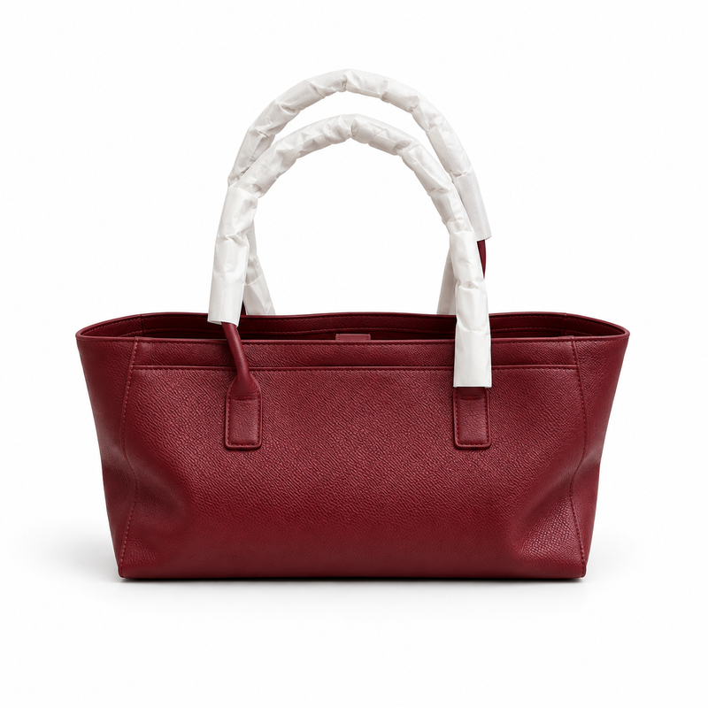 Burgundy Textured Leather Everyday Tote Handbag-4