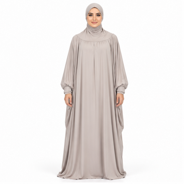Elegant Grey Full Coverage Islamic Jilbab-1