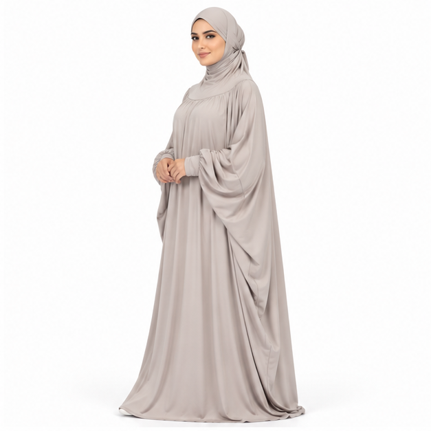 Elegant Grey Full Coverage Islamic Jilbab-3