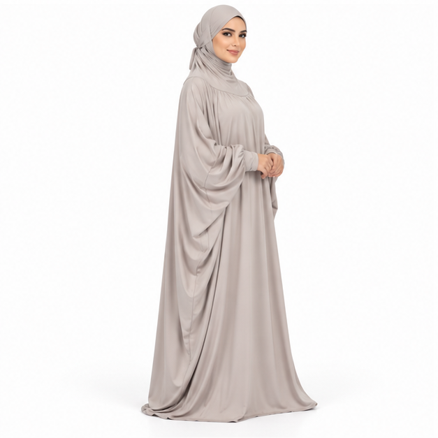 Elegant Grey Full Coverage Islamic Jilbab-2