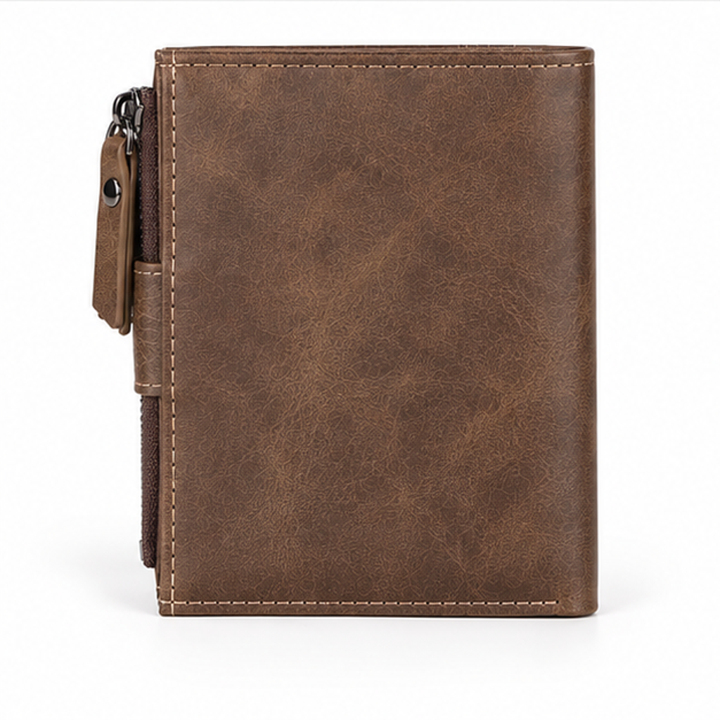 Vintage Brown Leather RFID Zipper Wallet-2