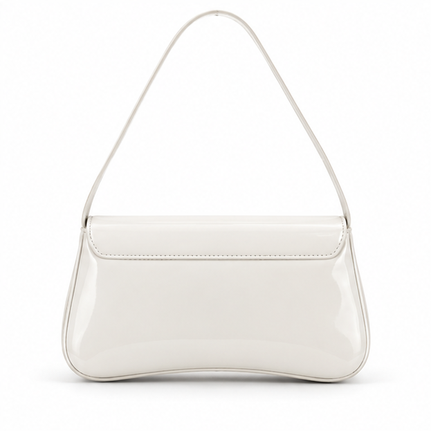 Elegant White Patent Leather Shoulder Bag