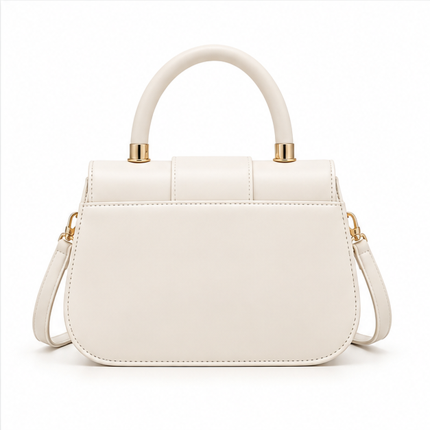 Elegant White Structured Top Handle Handbag-2