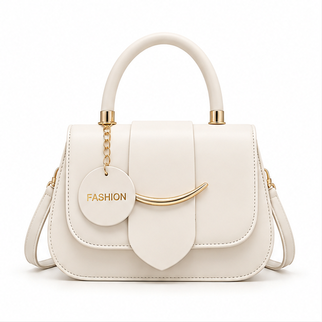 Elegant White Structured Top Handle Handbag-4