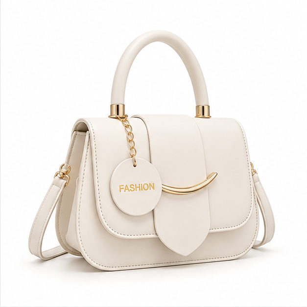 Elegant White Structured Top Handle Handbag-1