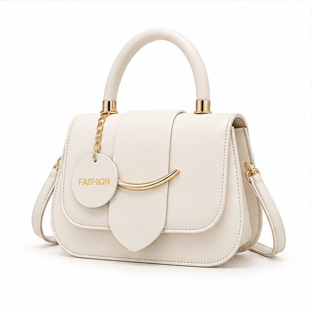 Elegant White Structured Top Handle Handbag-3