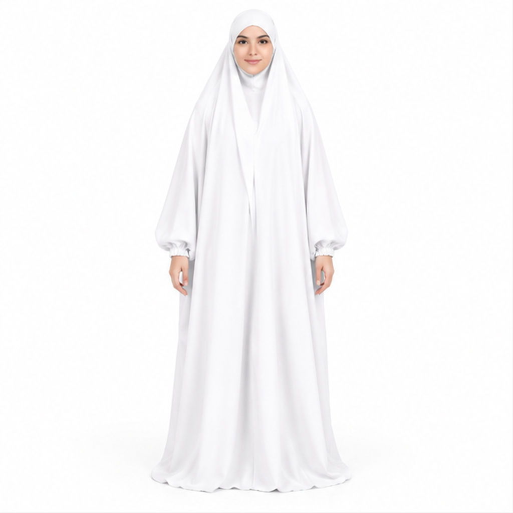 Elegant White Jilbab With Flowing Design